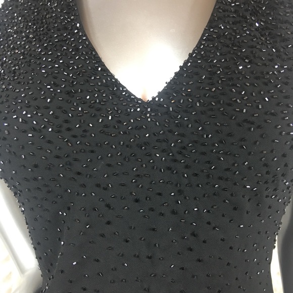 CACHET | Beaded V Neck Black Cocktail Dress - Picture 4 of 8